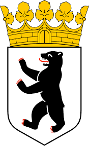 A Berlin bear crest used as a small decorative sticker.